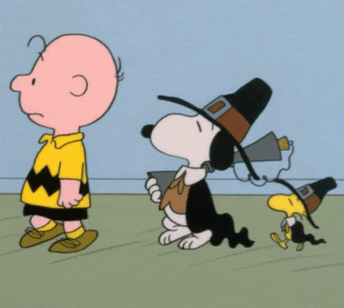 Charlie Brown Walking Peanuts Snoopy Thanksgiving GIF