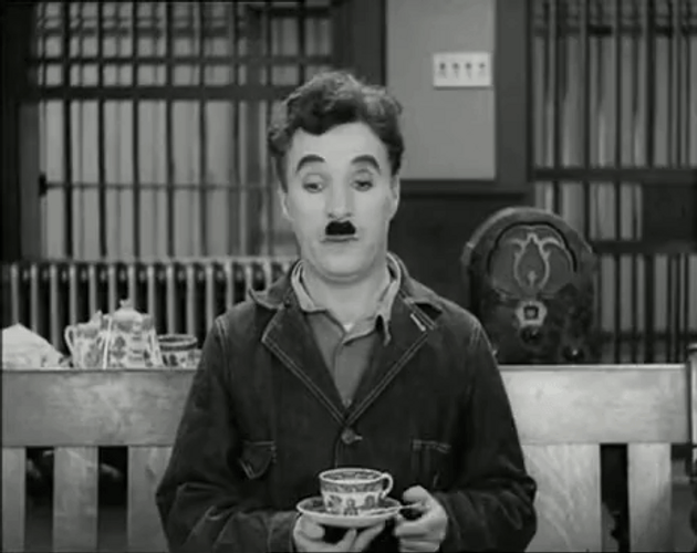 Charlie Chaplin Drinking Coffee GIF