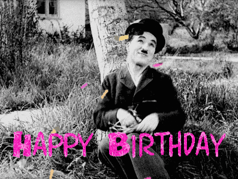 Charlie Chaplin Throwing Birthday Confetti GIF
