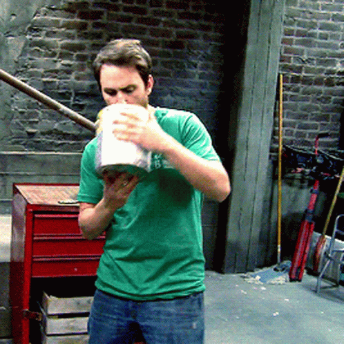 Charlie Day Drinks Big Can GIF