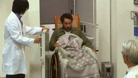 Charlie Day On Wheel Chair GIF