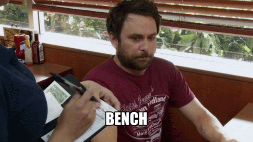 Charlie Day Says Bench GIF