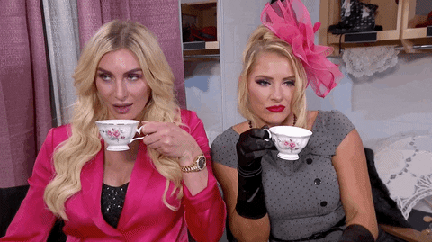 Charlotte Flair And Lacey Evans Sipping Tea GIF