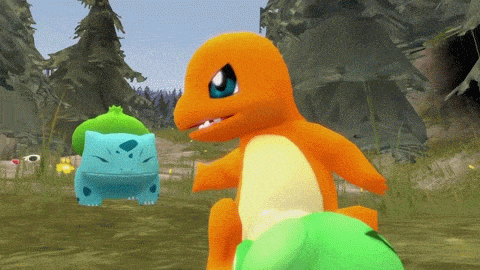Charmander Beats Caterpie GIF