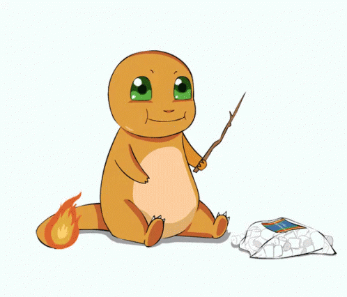Charmander Cooking Roasted Marshmallow Pokémon GIF