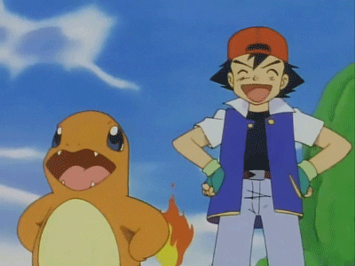 Charmander Laughs With Ash GIF