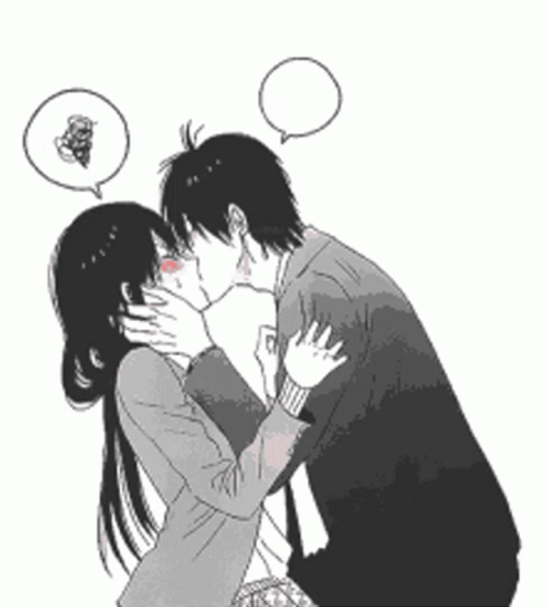 Charming Anime Couple Passionate Kissing GIF