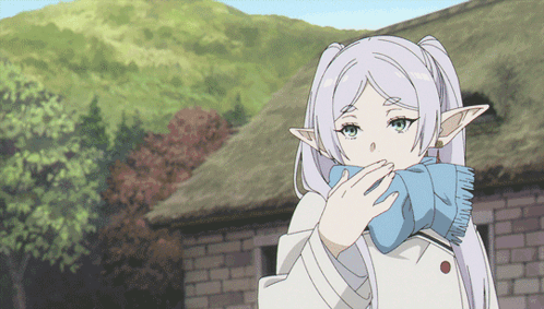 Charming Frieren Flying Kiss Heart GIF