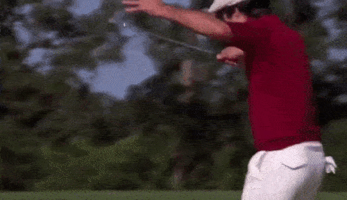 Chase Celebrating Back Hit In Caddyshack GIF