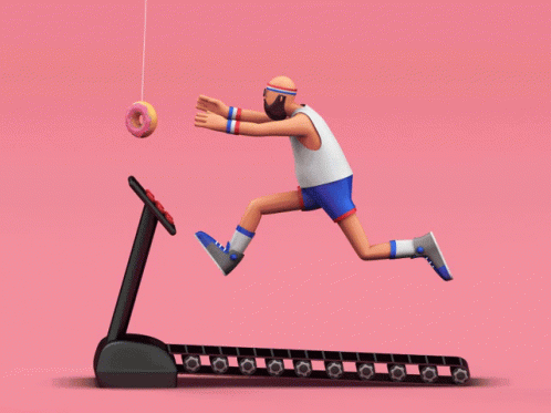 Chasing Donut On A Treadmill GIF