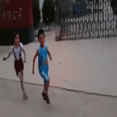 Chasing Falling Down Kids Fighting GIF