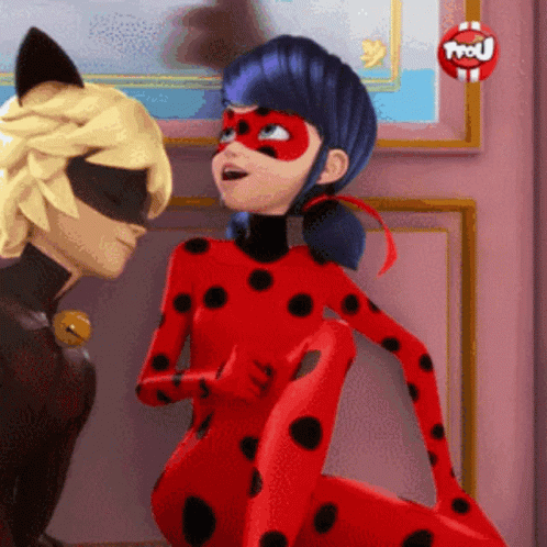 Chat Noir Lady Bug Hiding Out GIF