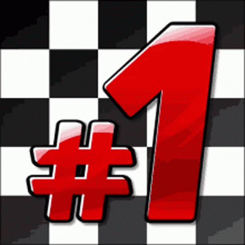 Checkered Background Red Number 1