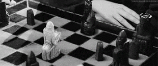 Checkmate Pieces Chair Smash Black And White GIF