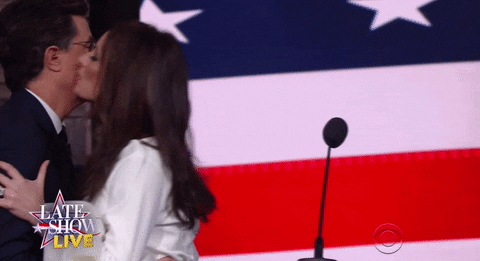 Cheek Kiss Late Show Stephen Colbert Melania Trump GIF