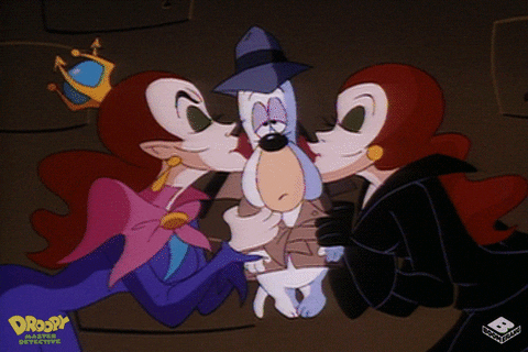 Cheek Kiss Morgana Macawber Droopy Master Detective GIF