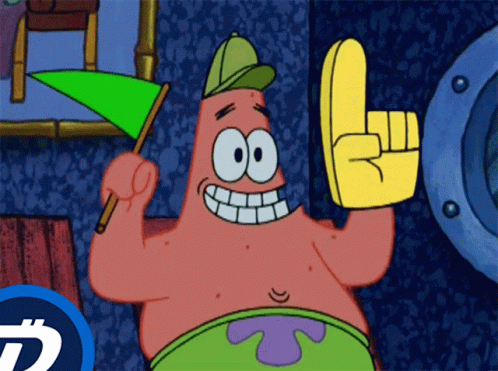 Patrick Starfish Green Flag Cheer GIF