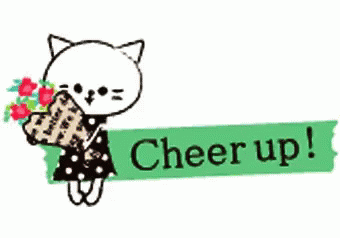 Cheer Up Animated Cat Flower Bouquet GIF