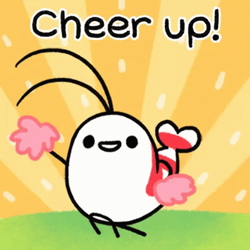 Cheer Up Animated Shrimp Pikaole Pom Pom GIF