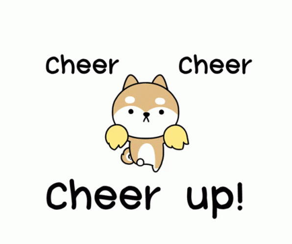 Cheer Up Cute Animated Dog Cheerleader Pom Pom GIF 