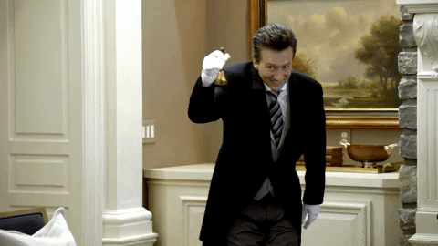 Cheerful Butler Chiming Service Bell GIF