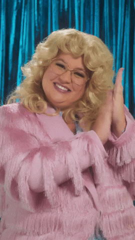 Cheerful Golf Clap Lady Pink Tassels GIF