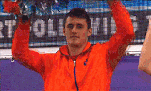 Cheerleader Guy Red Jacket GIF