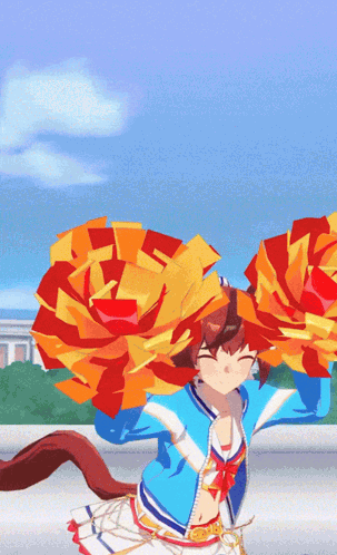 Cheerleader Holding Pom Poms