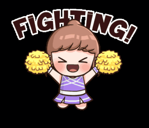 Cheerleader Holding Pom Poms Saying Fighting