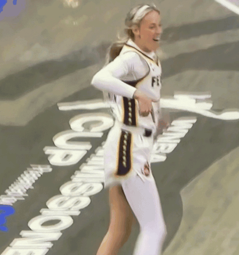Cheerleader In White Jersey With Letter F GIF