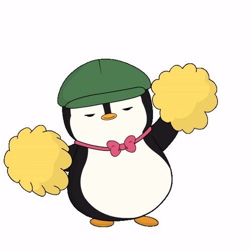 Cheerleader Pudgy Penguin Green Hat GIF