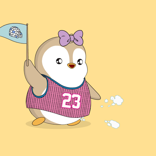 Cheerleader Pudgy Penguin Raising Flag GIF
