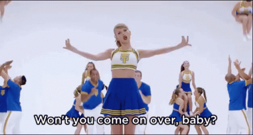 Cheerleader Saying Won't You Come On Over Baby