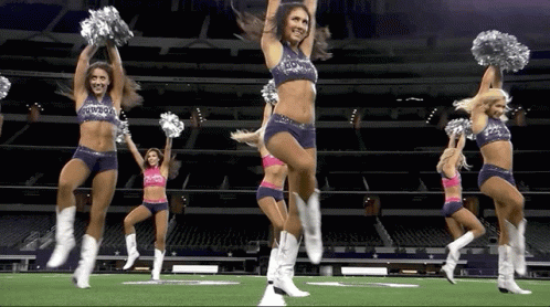 Cheerleader Silver Pompoms Bend Body GIF
