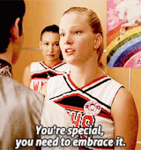 Cheerleader Telling Man You're Special GIF