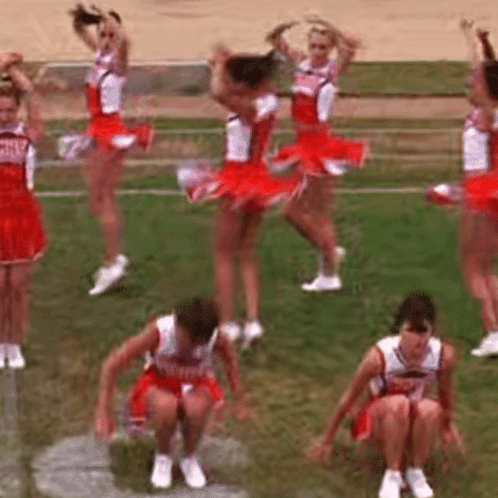 Cheerleaders Dancing While Sitting GIF
