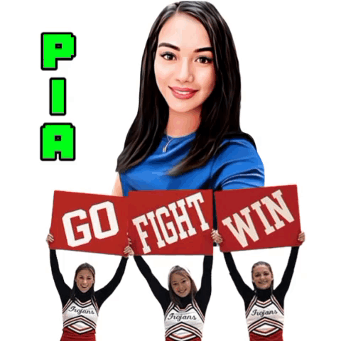 Cheerleaders Holding Go Fight Win Sign