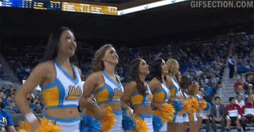 Cheerleaders Holding Pom Poms GIF