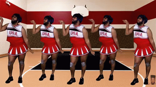 Cheerleaders In USA Uniforms GIF
