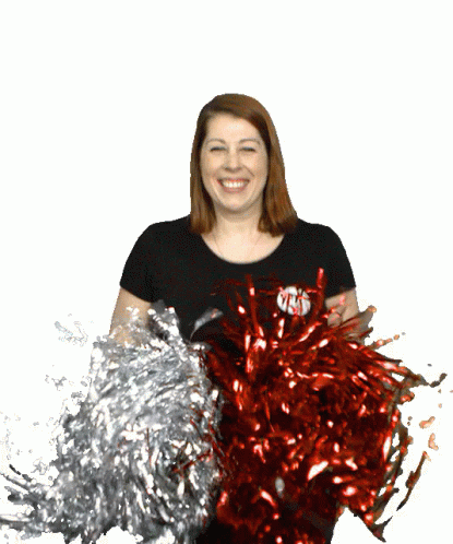 Cheerleading Red Silver Pompoms GIF
