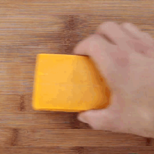 Cheese Block Hand Slice GIF