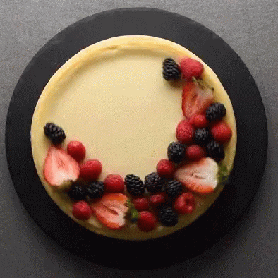 Cheesecake with Strawberries Raspberries and Blackberries