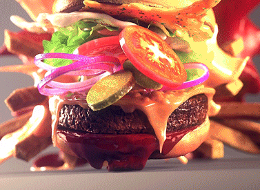 Cheesy Burger In The Making GIF