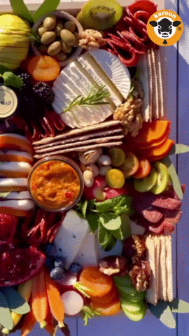 Cheesy Charcuterie Table Party GIF