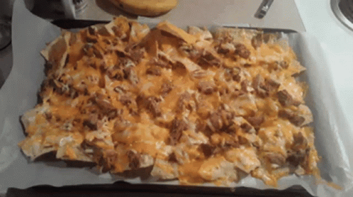 Cheesy Delicious Pork Nacho GIF
