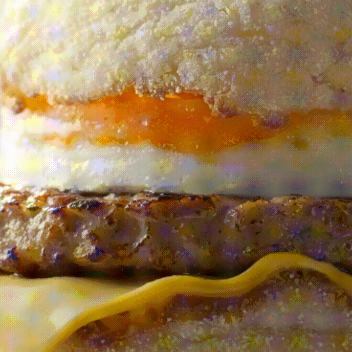 Cheesy Egg Burger Preparation GIF