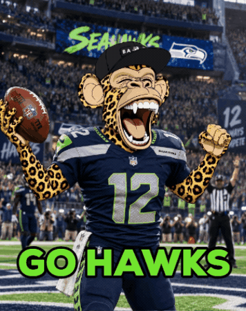 Cheetah Holding Football Go Hawks