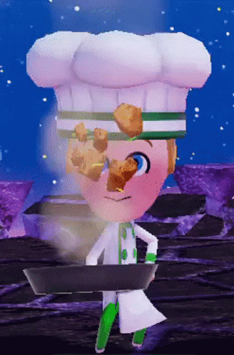 Chef Miitopia Tossing Food In Pan GIF