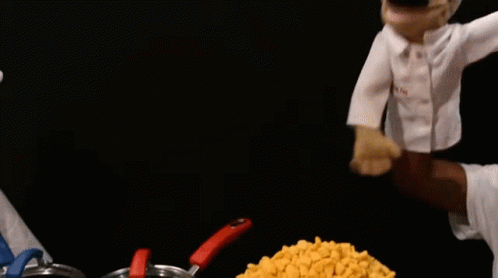 Hand Puppet Chef Hammering The Food GIF