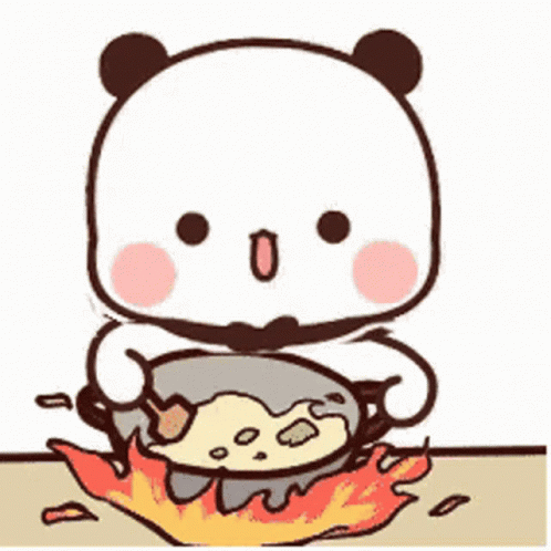Chef Peach Gome Cooking On Wok Pan GIF